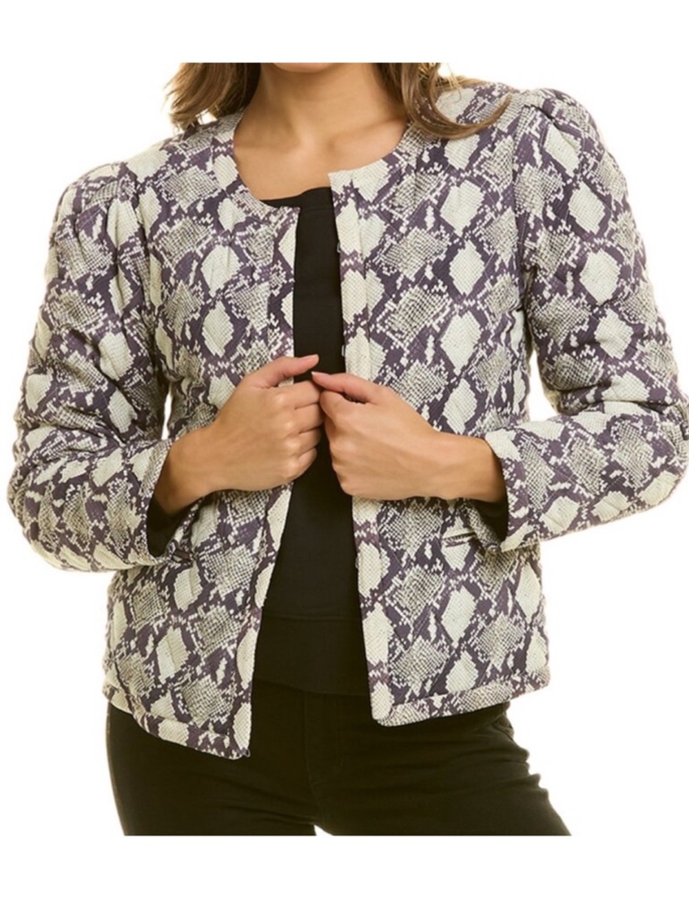 Rebecca Minkoff Shay Snake-Print Cropped Jacket